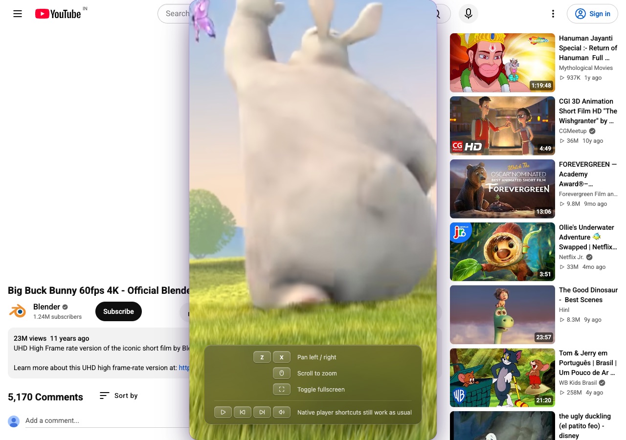 Scrolling zooms in on exactly the part of the video you want to see